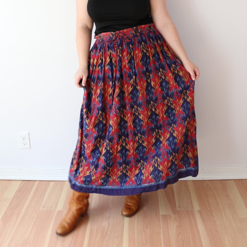 SIZE S - XL 70s Anokhi Vintage India Cotton Gauze Skirt‎